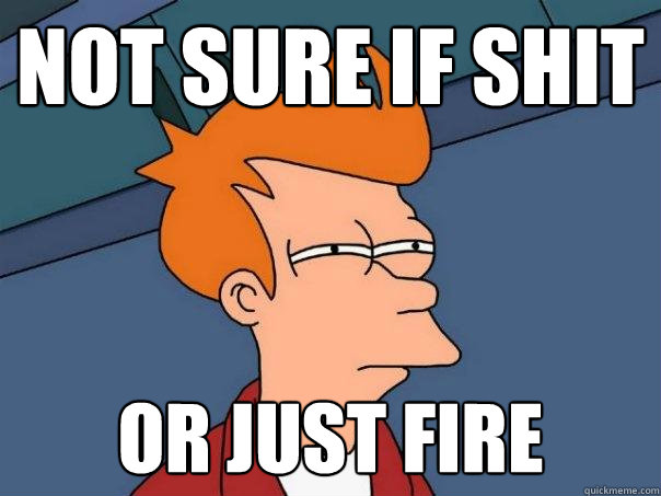 Not sure if shit or just fire - Not sure if shit or just fire  Futurama Fry