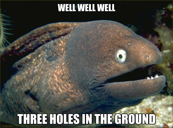 Well Well Well Three holes in the ground  Bad Joke Eel