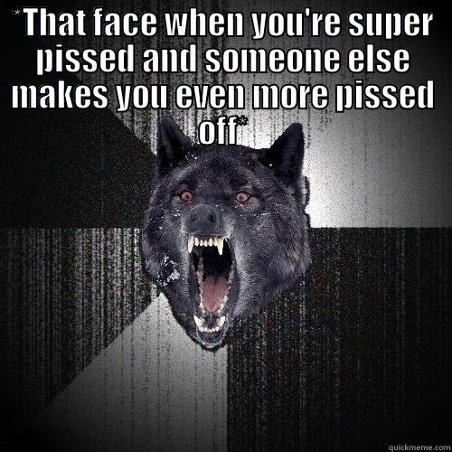 that face - *THAT FACE WHEN YOU'RE SUPER PISSED AND SOMEONE ELSE MAKES YOU EVEN MORE PISSED OFF*  Insanity Wolf