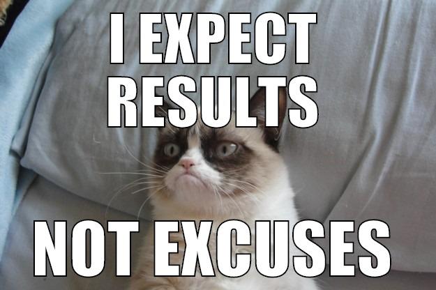 Results DAMN IT - I EXPECT RESULTS NOT EXCUSES Grumpy Cat