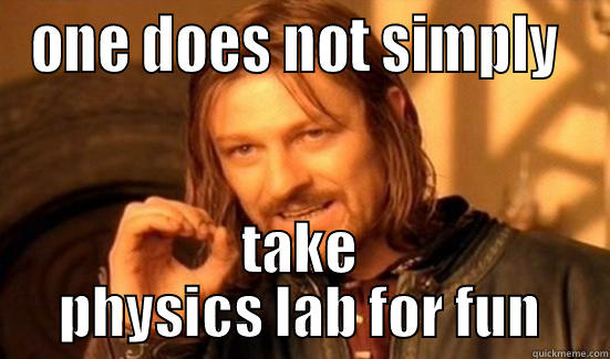 ONE DOES NOT SIMPLY  TAKE PHYSICS LAB FOR FUN Boromir