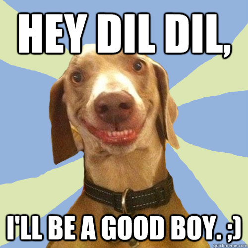 Hey Dil Dil, I'll be a good boy. ;)  Disgusting Doggy