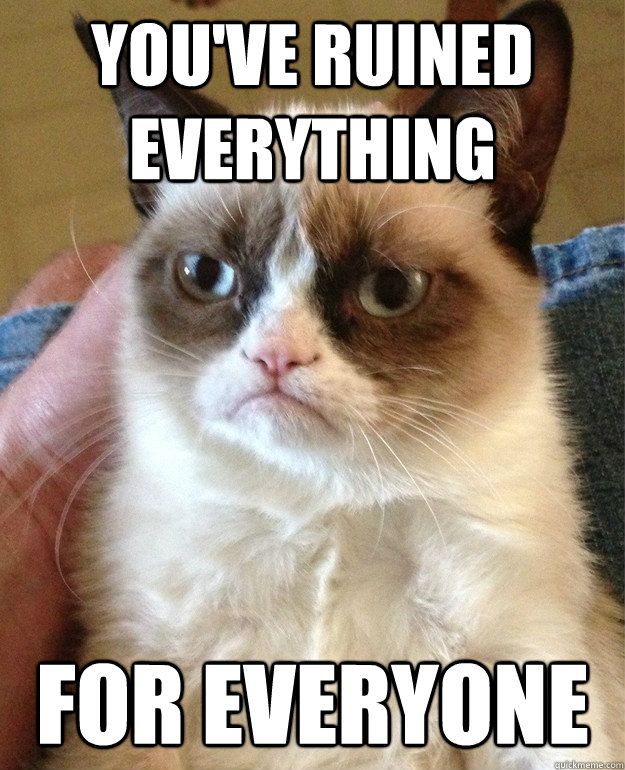 You've ruined everything  for everyone  Grumpy Cat