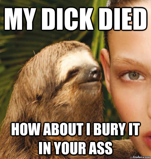 my dick died how about i bury it in your ass  rape sloth