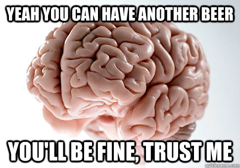 Yeah you can have another beer You'll be fine, trust me  Scumbag Brain