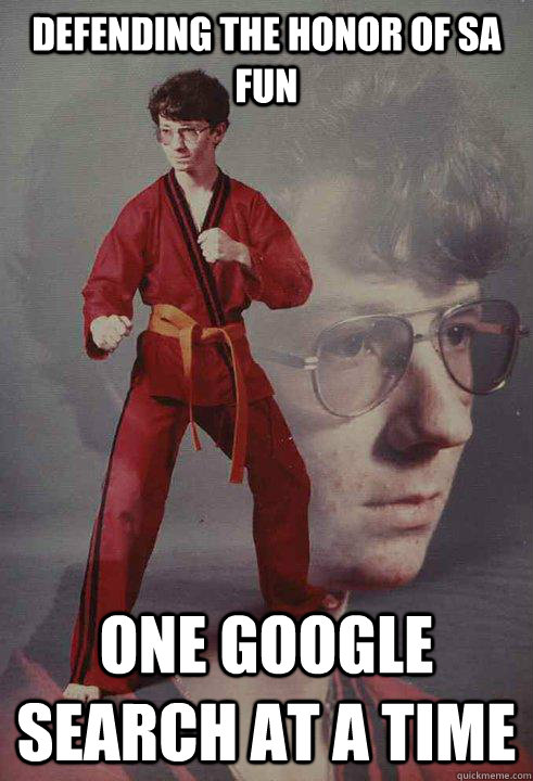 Defending the honor of SA FUN One google search at a time  Karate Kyle