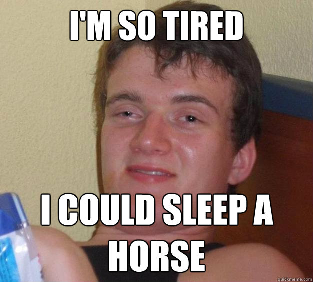 I'm so tired i could sleep a horse  10 Guy