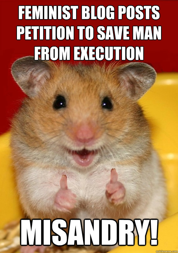 Feminist blog posts petition to save man from execution Misandry!   Rationalization Hamster