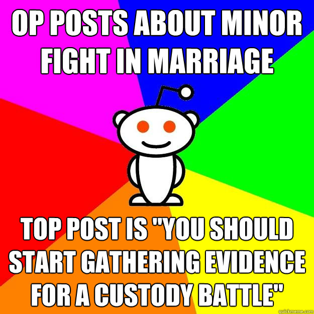 OP posts about minor fight in marriage Top post is 