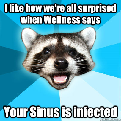 I like how we're all surprised when Wellness says Your Sinus is infected  Lame Pun Coon