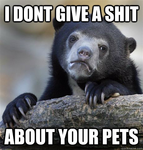 i dont give a shit about your pets  Confession Bear