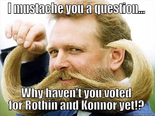 Mustache Guy  - I MUSTACHE YOU A QUESTION... WHY HAVEN'T YOU VOTED FOR ROTHIN AND KONNOR YET!? Misc