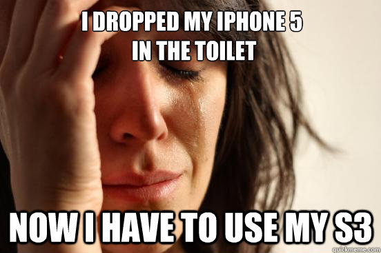 I dropped my iPhone 5
 in the toilet Now I have to use my S3  First World Problems