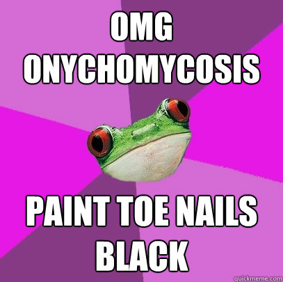 OMG onychomycosis paint toe nails black  Foul Bachelorette Frog