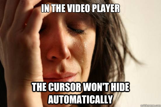 in the video player The cursor won't hide automatically  First World Problems
