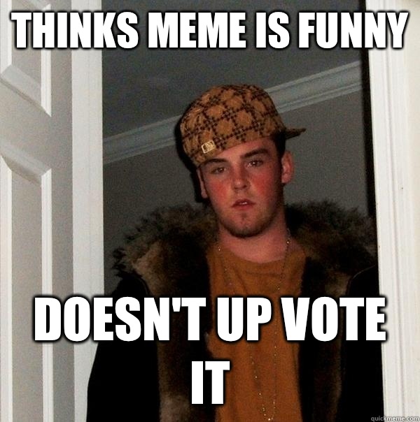 Thinks meme is funny Doesn't up vote it  Scumbag Steve