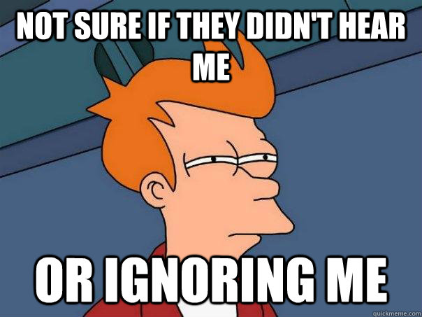 Not sure if they didn't hear me or ignoring me - Not sure if they didn't hear me or ignoring me  Futurama Fry