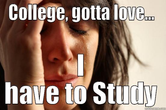 COLLEGE, GOTTA LOVE... I HAVE TO STUDY First World Problems