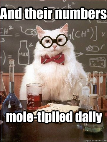 And their numbers mole-tiplied daily - And their numbers mole-tiplied daily  Chemistry Cat