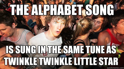 The Alphabet Song is sung in the same tune as Twinkle Twinkle Little Star  Sudden Clarity Clarence