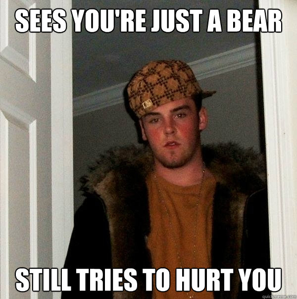 Sees you're just a bear Still tries to hurt you  Scumbag Steve