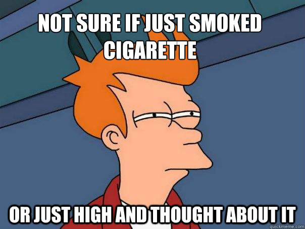 Not sure if just smoked cigarette or just high and thought about it  Futurama Fry