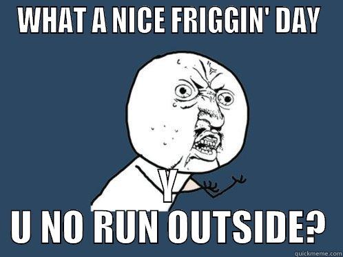 WHAT A NICE FRIGGIN' DAY Y U NO RUN OUTSIDE? Y U No