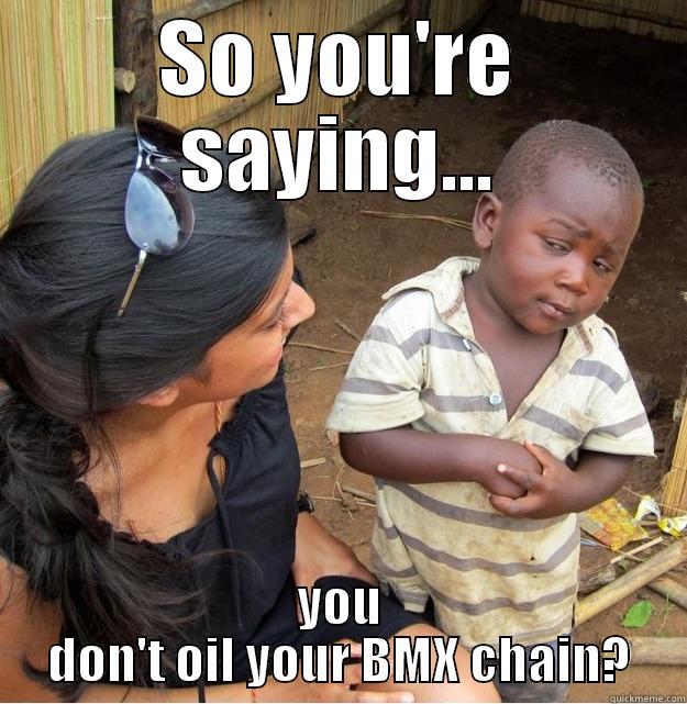 SO YOU'RE SAYING... YOU DON'T OIL YOUR BMX CHAIN? Skeptical Third World Kid