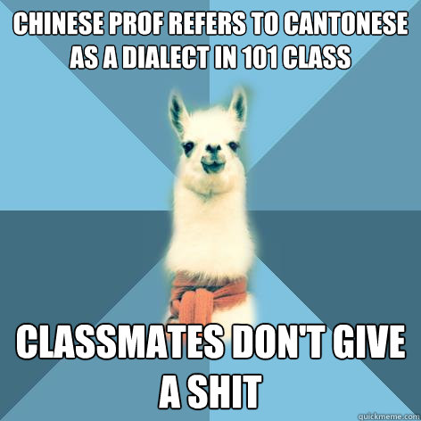 Chinese prof refers to cantonese as a dialect in 101 class classmates don't give a shit  Linguist Llama