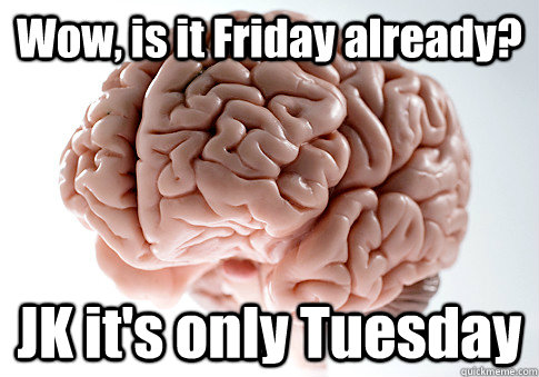 Wow, is it Friday already? JK it's only Tuesday  Scumbag Brain