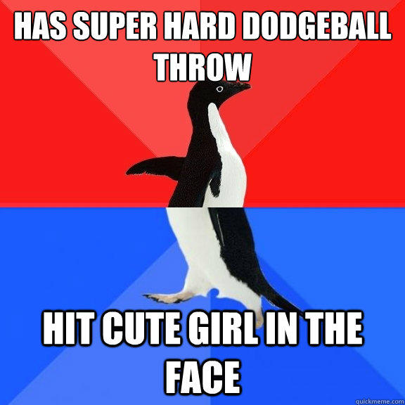 has super hard dodgeball throw hit cute girl in the face  