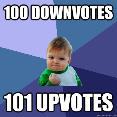 100 downvotes 101 upvotes  Success Kid