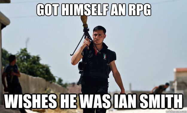 got himself an rpg wishes he was ian smith   Ridiculously Photogenic Syrian Soldier