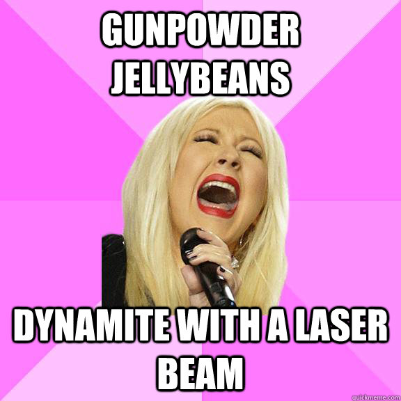 Gunpowder Jellybeans Dynamite with a laser beam  Wrong Lyrics Christina