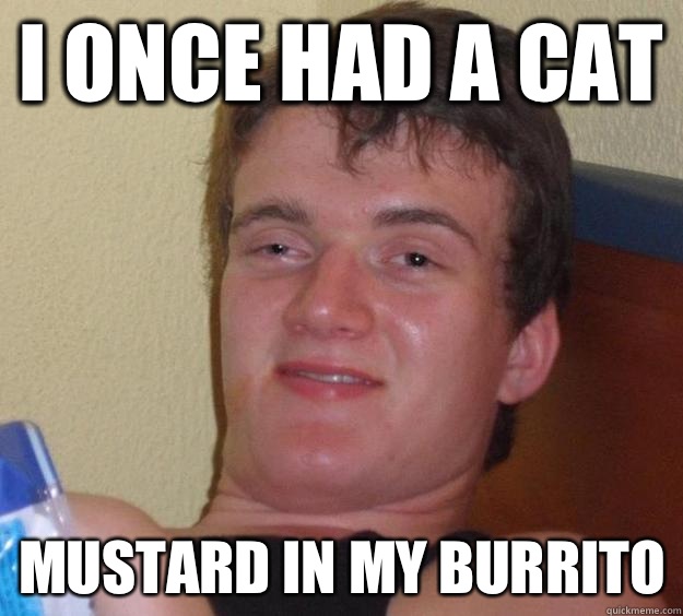 i once had a cat mustard in my burrito - i once had a cat mustard in my burrito  10 Guy