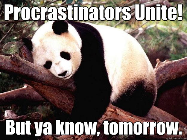 Procrastinators Unite! But ya know, tomorrow.  Procrastination Panda