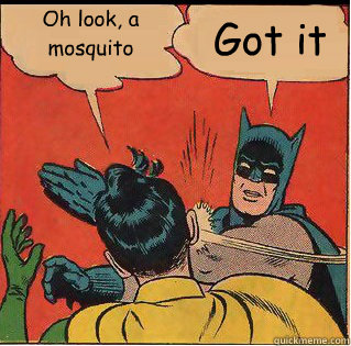 Oh look, a mosquito Got it  Slappin Batman