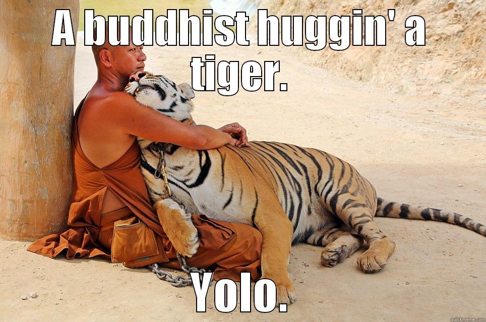 A BUDDHIST HUGGIN' A TIGER. YOLO. Misc