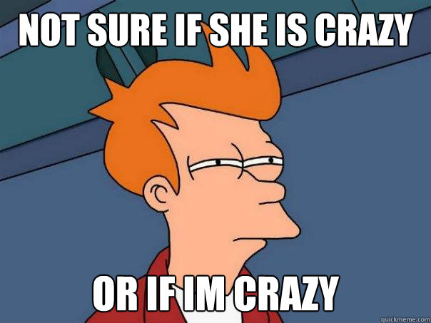 Not sure if she is crazy Or if im crazy  Futurama Fry