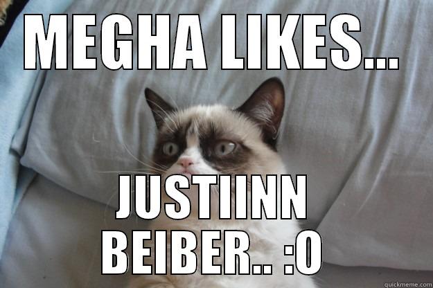 MEGHA LIKES... JUSTIINN BEIBER.. :O Grumpy Cat