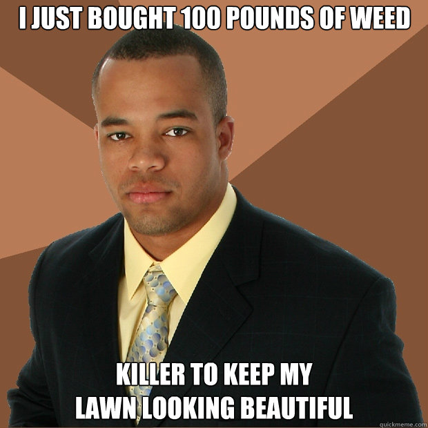 I just bought 100 pounds of weed killer to keep my 
lawn looking beautiful  Successful Black Man