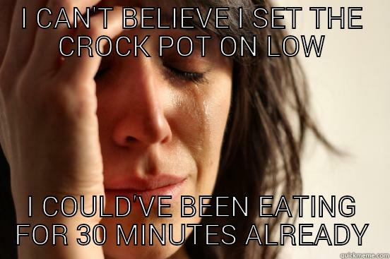 crock pot - I CAN'T BELIEVE I SET THE CROCK POT ON LOW I COULD'VE BEEN EATING FOR 30 MINUTES ALREADY First World Problems