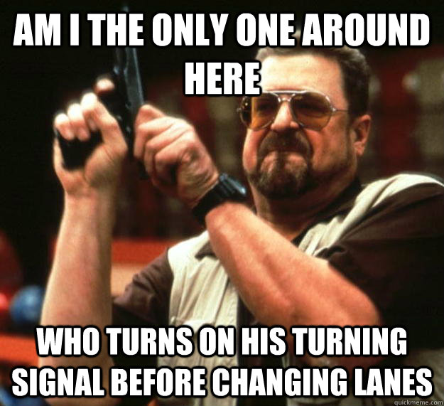 am I the only one around here Who turns on his turning signal before changing lanes  Angry Walter