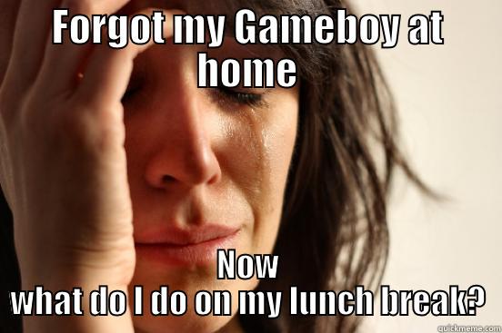 FORGOT MY GAMEBOY AT HOME NOW WHAT DO I DO ON MY LUNCH BREAK? First World Problems