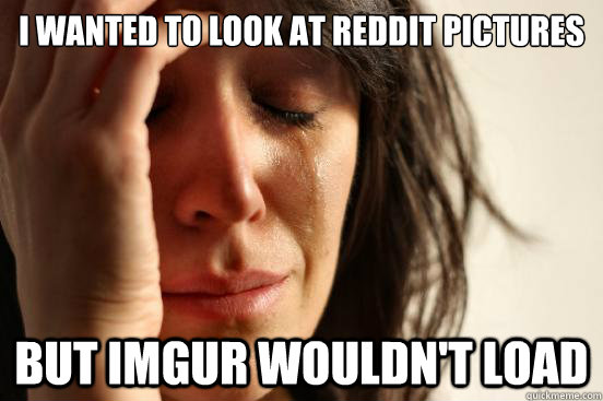 I wanted to look at reddit pictures but imgur wouldn't load  First World Problems