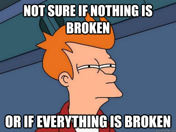 Not sure if nothing is broken Or if everything is broken  Futurama Fry