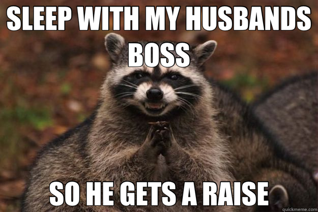 SLEEP WITH MY HUSBANDS BOSS SO HE GETS A RAISE  Evil Plotting Raccoon