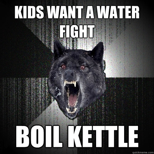 kids want a water fight boil kettle  Insanity Wolf