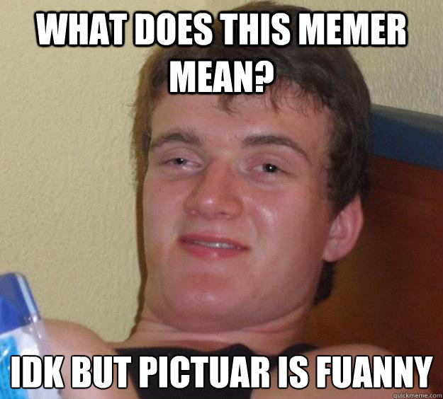 WHAT DOES THIS MEMER MEAN? IDK BUT PICTUAR IS FUANNY
  10 Guy