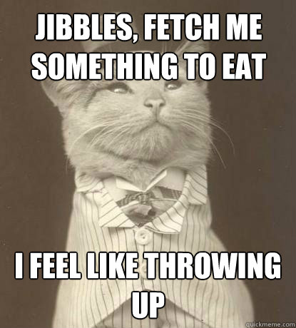 Jibbles, fetch me something to eat I feel like throwing up  Aristocat